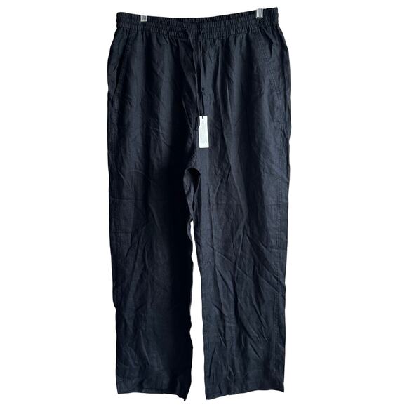 Banana Republic TALL Linen Pull On Ankle Pant Black L 713472 - Picture 2 of 11